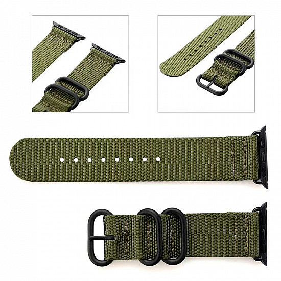 Buy Nylon Strap Green Color Compatible with iWatch Series Se 7 6 5